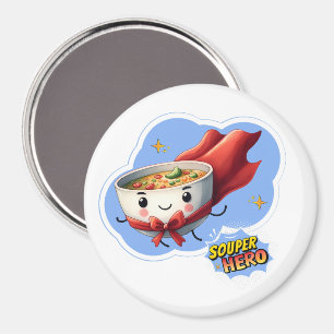 Aimant Héros soupe, Super Hero Pun Soupe