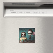 Aimant Heure de la fête ! squelettes amis avec gâteau d'a (In Situ (Lave-vaisselle))