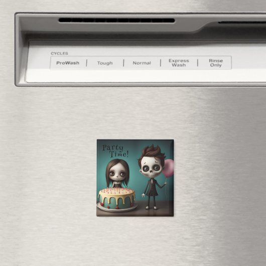 Aimant Heure de la fête ! squelettes amis avec gâteau d'a (In Situ (Lave-vaisselle))
