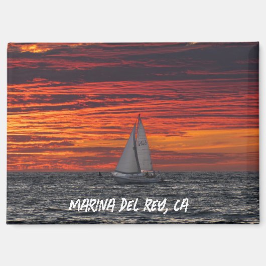 Aimant Heure dorée du coucher de soleil - Marina Del Rey, (Recto)
