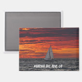Aimant Heure dorée du coucher de soleil - Marina Del Rey, (Recto/Verso)