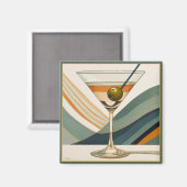 Aimant Heure du cocktail Martini du milieu du XXe siècle (Recto/Verso)