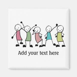 Aimant Heureux amis Personnages en allumettes personnalis