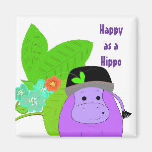 Aimant Heureux comme un Hippopotame