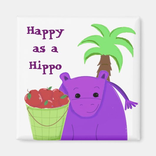Aimant Heureux comme un Hippopotame (Devant)