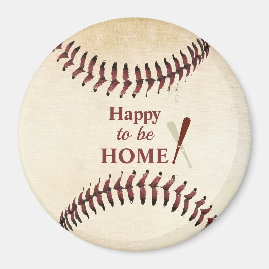 Aimant Heureux d'être à la maison Rustic Baseball Strings (Devant)