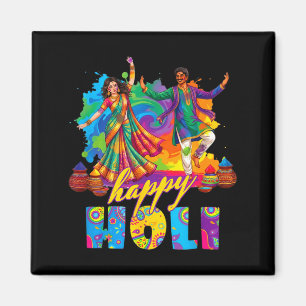 Aimant Heureux holi festival coloré danse célébrationHapp