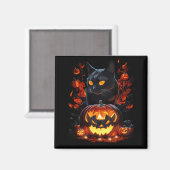 Aimant Hex, le T-shirt chat noir Halloween (Recto/Verso)