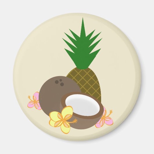 Aimant Hibiscus d'ananas à la noix de coco tropical (Devant)