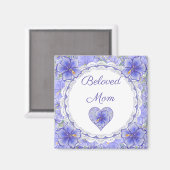 Aimant Hibiscus & dentelle BLEU (Recto/Verso)