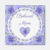 Aimant Hibiscus & dentelle BLEU (Devant)