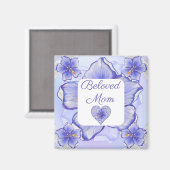 Aimant Hibiscus & dentelle BLEU (Recto/Verso)