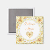 Aimant Hibiscus & dentelle JAUNE (Recto/Verso)