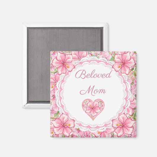 Aimant Hibiscus & dentelle PINK (Recto/Verso)