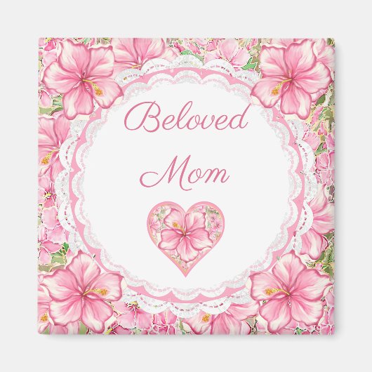 Aimant Hibiscus & dentelle PINK (Devant)