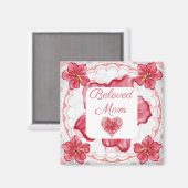 Aimant Hibiscus & dentelle RED (Recto/Verso)