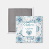 Aimant Hibiscus & dentelle TURQUOISE (Recto/Verso)