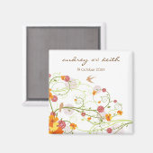 Aimant Hibiscus et hirondelles jaunes Mariage Enregistrer (Recto/Verso)