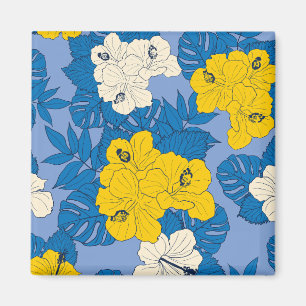 Aimant Hibiscus fleurs et feuilles