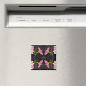 Aimant Hibiscus rose en noir (In Situ (Lave-vaisselle))