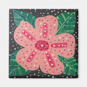 Aimant Hibiscus rose tropical (Devant)