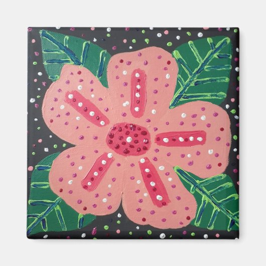 Aimant Hibiscus rose tropical (Devant)