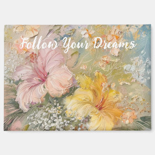 Aimant Hibiscus Tropical Fleurs Jaune Rose