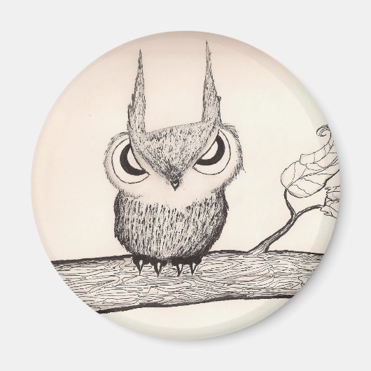 Aimant Hibou Avec Attitude ! -magnet (Devant)