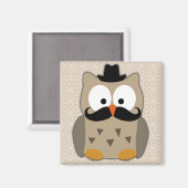 Aimant Hibou avec Moustache et Casquette (Recto/Verso)