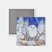 Aimant Hibou des neiges dans la neige (Recto/Verso)