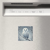 Aimant Hibou des neiges perché sur une branche enneigée (In Situ (Lave-vaisselle))