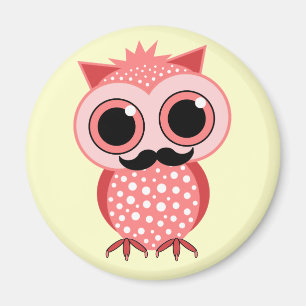 Aimant hibou drôle avec la moustache