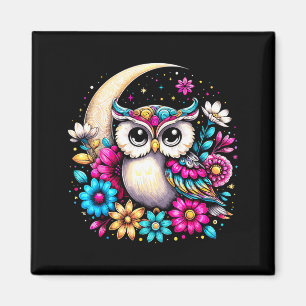 Aimant Hibou floral et Lune