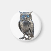 Aimant Hibou mécanique celtique argent Steampunk (Devant)