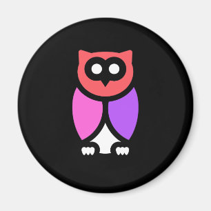 Aimant Hibou nocturne, Beau rose et rouge, Art pop abstra