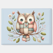 Aimant Hibou Patchwork dans une Forêt Fantaisiste (Recto)