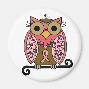 Aimant Hibou rose de ruban