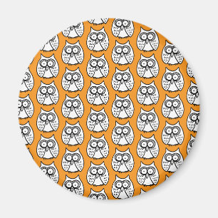 Aimant Hiboux de dessin animé Halloween drôles orange