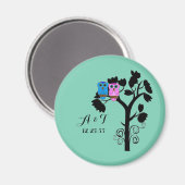 Aimant Hiboux - Inséparables - Mignonnes Faveurs Mariage (Recto/Verso)