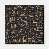 Aimant Hiéroglyphes égyptiens anciens - Noir et or (Devant)