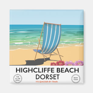Aimant Highcliffe Beach, affiche du train vintage Dorset