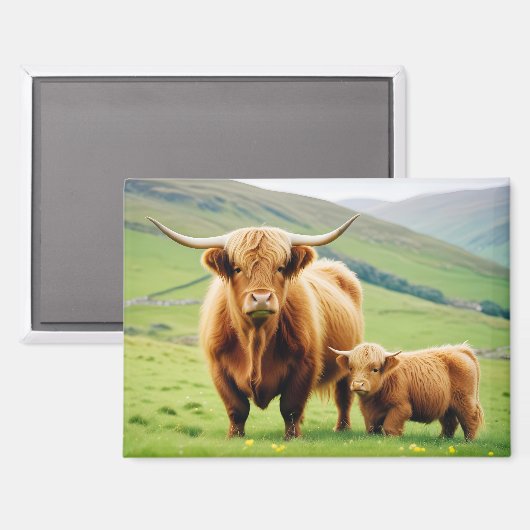 Aimant Highland Cow Animal Nature Wildlife Affection Love (Recto/Verso)