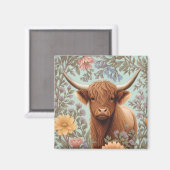 Aimant Highland Cow Pastel William Morris Inspired Floral (Recto/Verso)