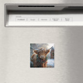 Aimant Highland Cow Rustic Barnyard Noël (In Situ (Lave-vaisselle))