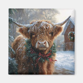 Aimant Highland Cow Rustic Barnyard Noël (Devant)