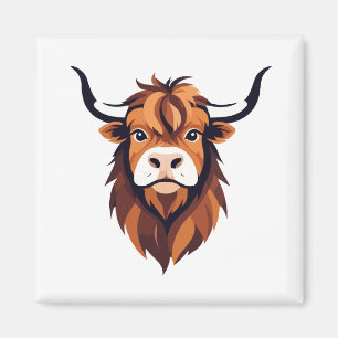 Aimant Highland Cow Vecteur Art Animal Moderne Ville urba