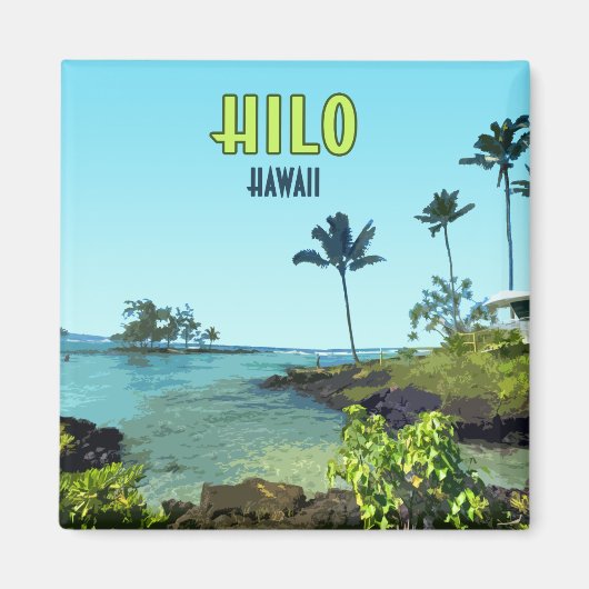Aimant Hilo Big Island Hawaii Beach Vintage (Devant)