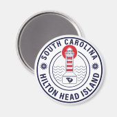 Aimant Hilton Head Island Lighthouse Retro Sunset (Recto/Verso)