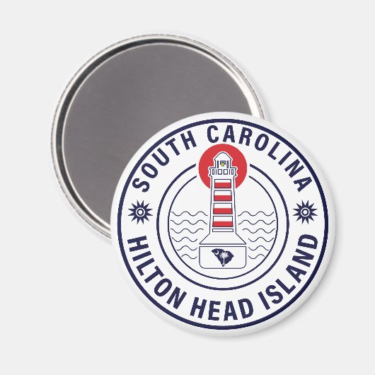 Aimant Hilton Head Island Lighthouse Retro Sunset (Recto/Verso)