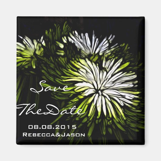 Aimant Hip bohème vert Chrysanthème mariage (Devant)